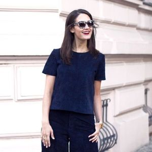 Zara Suede Short Sleeve Top. 100% Leather. Size S